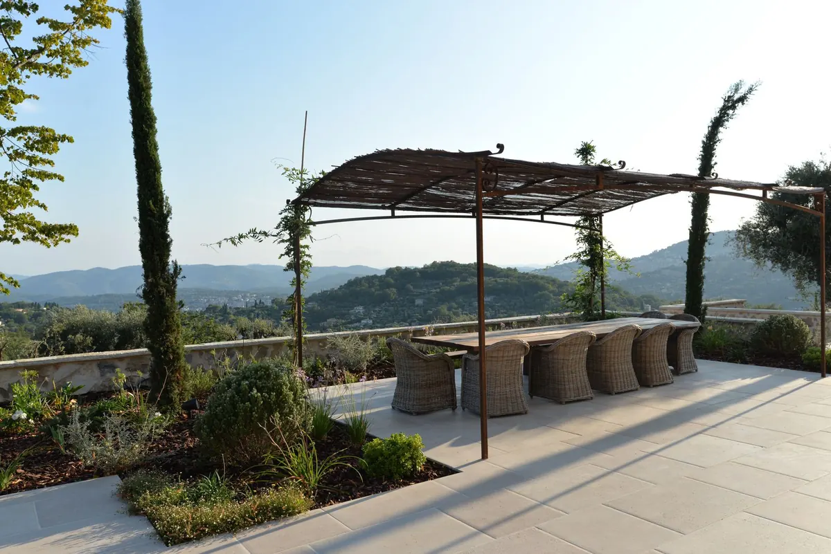 Pergola terrace over the hills