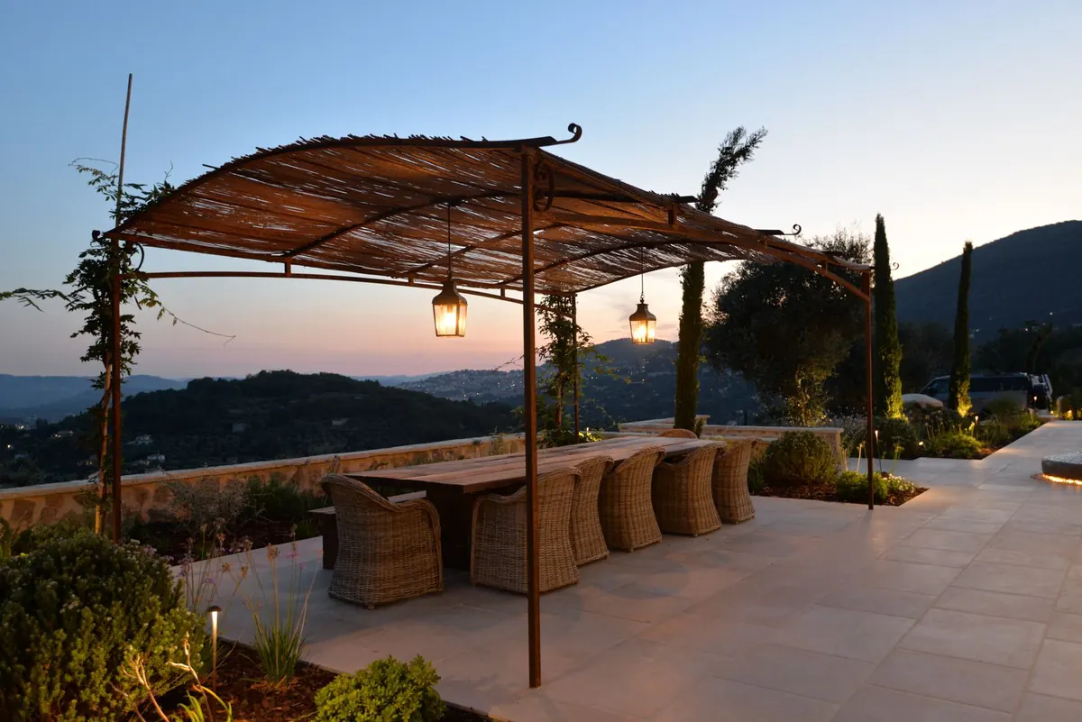 Terrace dining at dusk