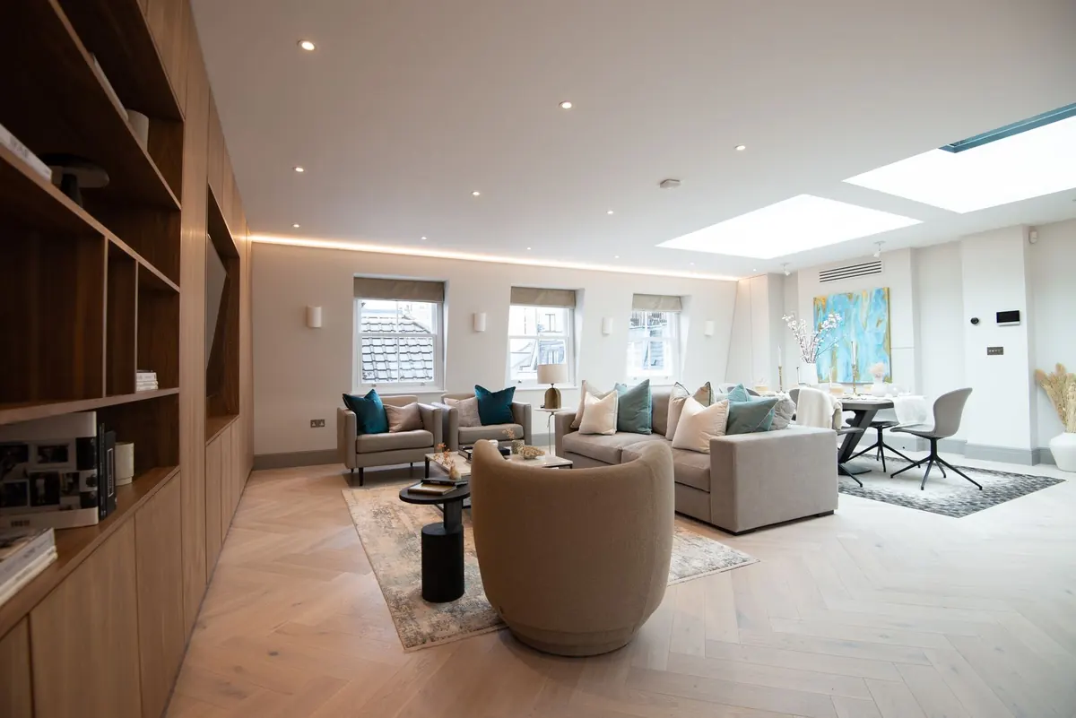Living room under the skylights