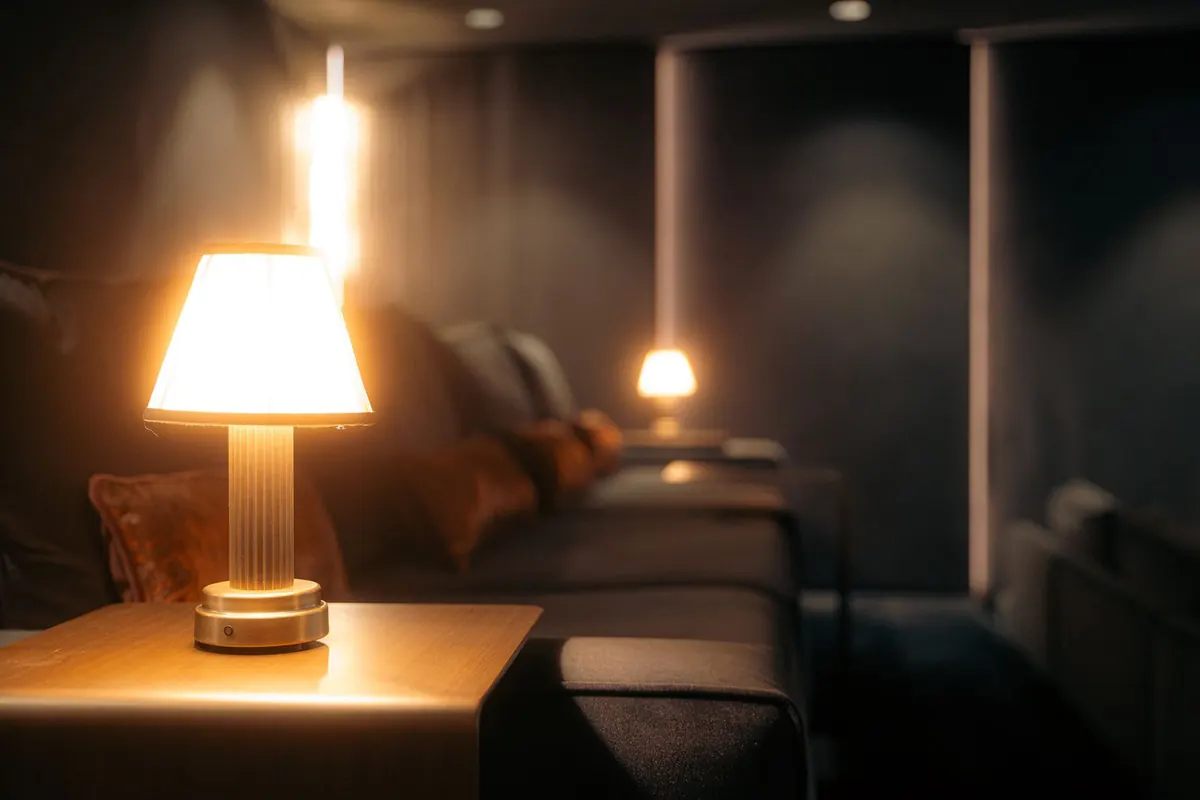 Table lamp between seats