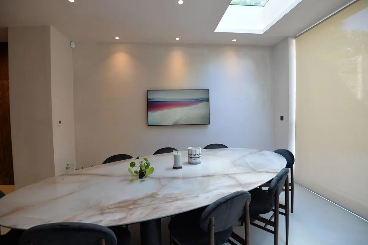 Dining table under the skylights