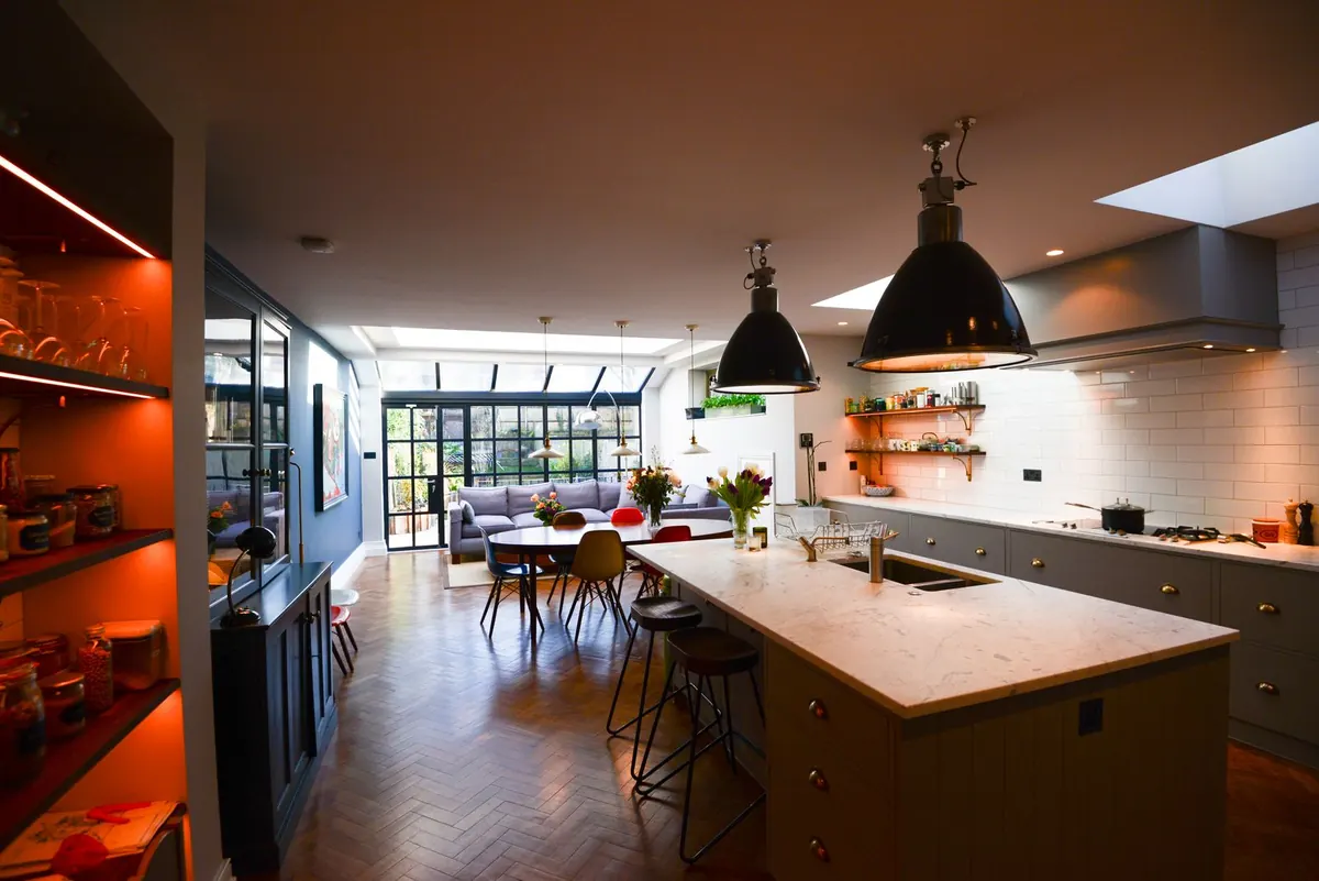 Kitchen with skylights