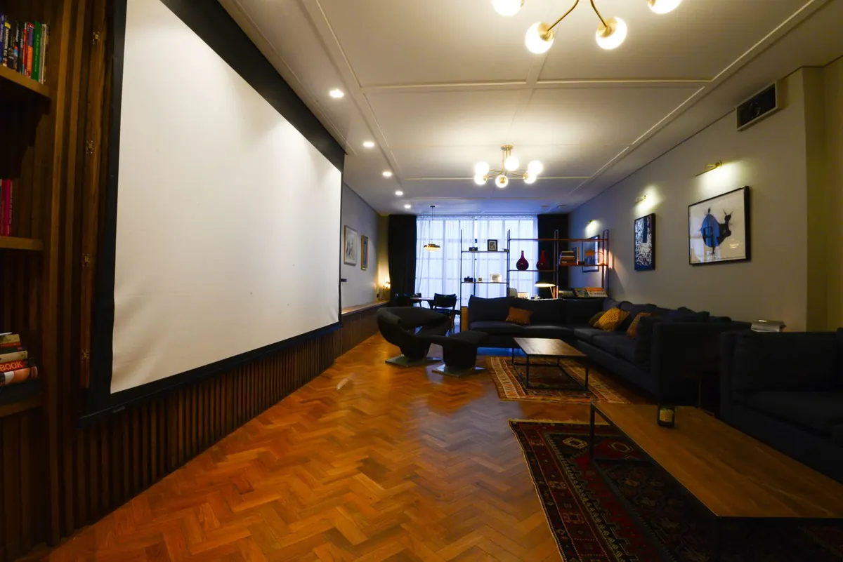 Living room with screen down