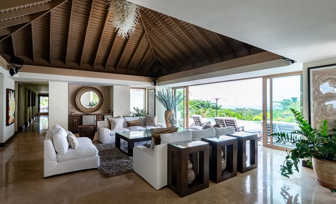 Villa living room open to the sea